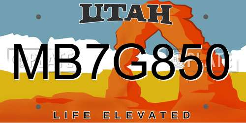 MB7G850 Utah License Plate