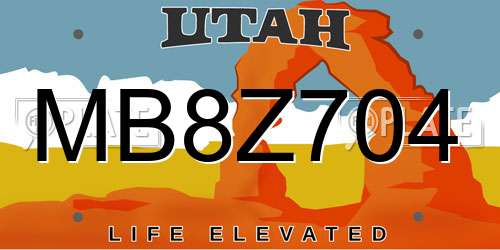 MB8Z704 Utah License Plate