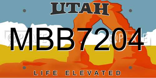 MBB7204 Utah License Plate