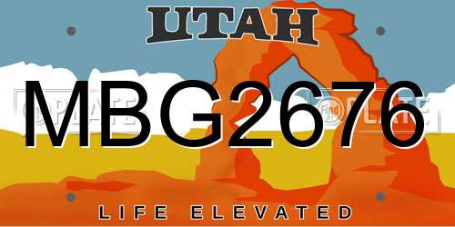MBG2676 Utah License Plate