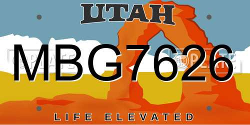 MBG7626 Utah License Plate