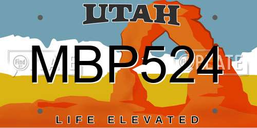 MBP524 Utah License Plate