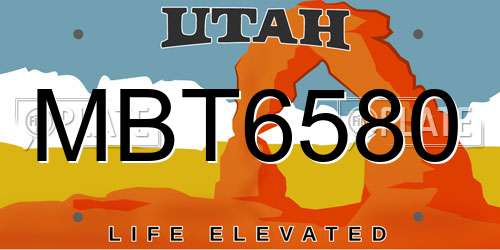 MBT6580 Utah License Plate