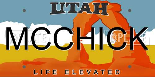 MCCHICK Utah License Plate