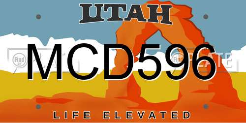MCD596 Utah License Plate