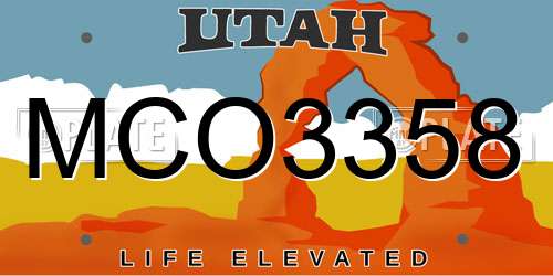 MCO3358 Utah License Plate