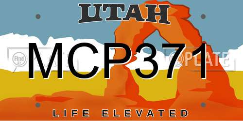 MCP371 Utah License Plate