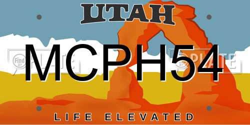 MCPH54 Utah License Plate