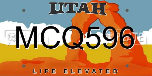 MCQ596 Utah License Plate