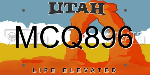 MCQ896 Utah License Plate