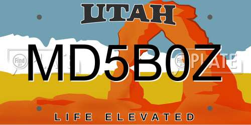 MD5B0Z Utah License Plate