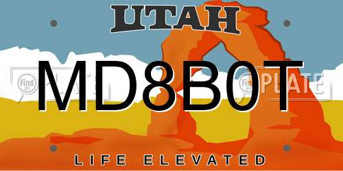 MD8B0T Utah License Plate