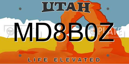 MD8B0Z Utah License Plate