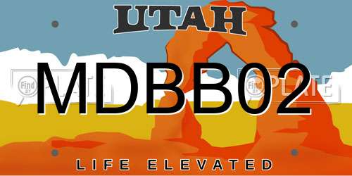 MDBB02 Utah License Plate