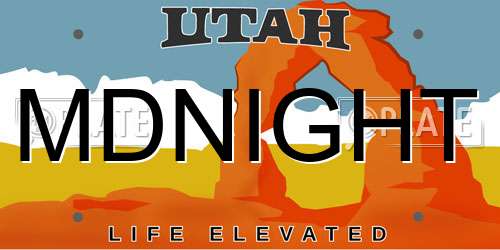 MDNIGHT Utah License Plate