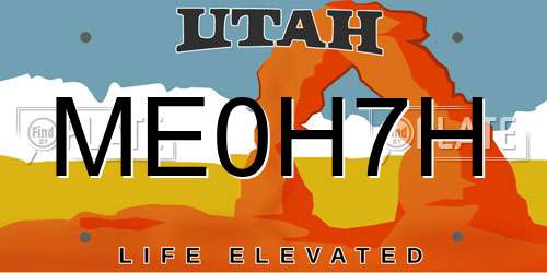 ME0H7H Utah License Plate