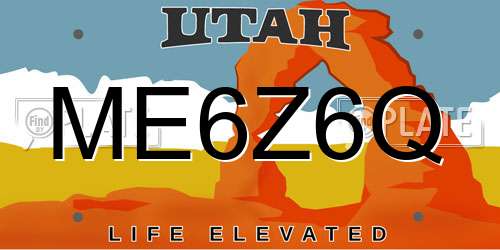 ME6Z6Q Utah License Plate