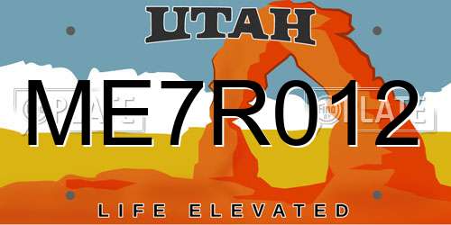 ME7R012 Utah License Plate