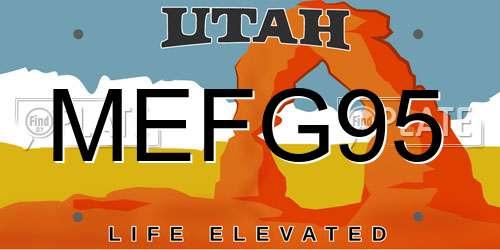 MEFG95 Utah License Plate