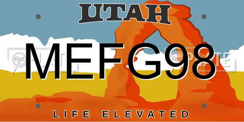 MEFG98 Utah License Plate