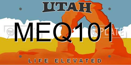 MEQ101 Utah License Plate