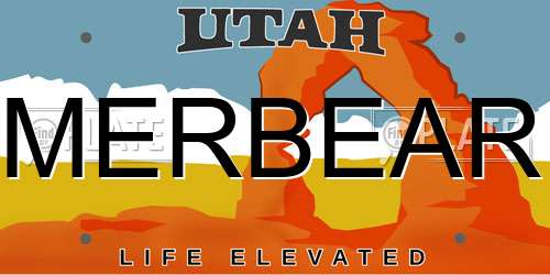MERBEAR Utah License Plate