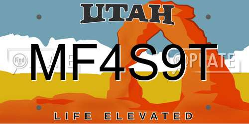 MF4S9T Utah License Plate