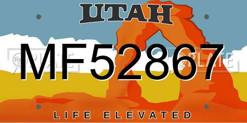 MF52867 Utah License Plate