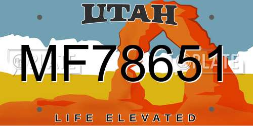 MF78651 Utah License Plate