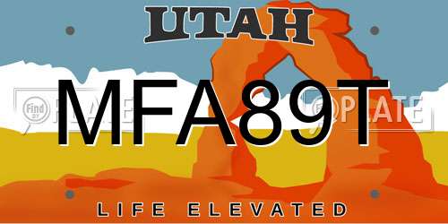MFA89T Utah License Plate