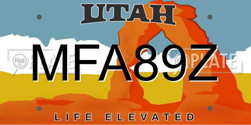 MFA89Z Utah License Plate