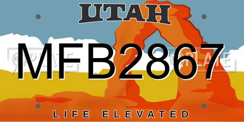 MFB2867 Utah License Plate