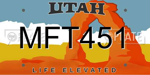 MFT451 Utah License Plate