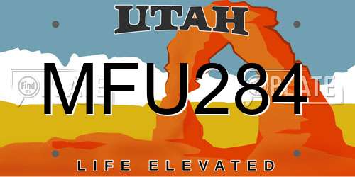 MFU284 Utah License Plate