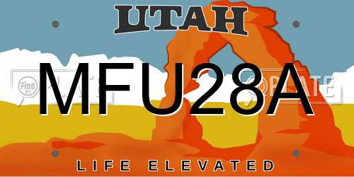 MFU28A Utah License Plate