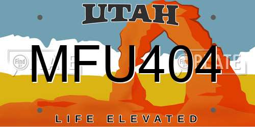 MFU404 Utah License Plate