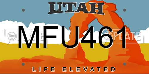 MFU461 Utah License Plate