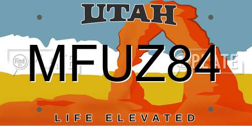 MFUZ84 Utah License Plate