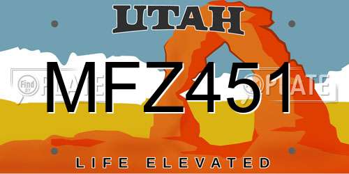 MFZ451 Utah License Plate