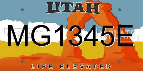 MG1345E Utah License Plate