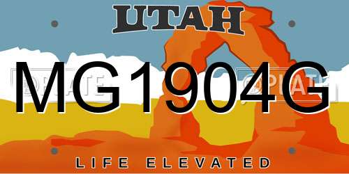 MG1904G Utah License Plate