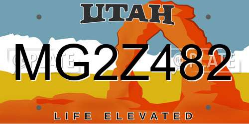 MG2Z482 Utah License Plate