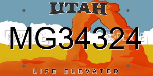 MG34324 Utah License Plate