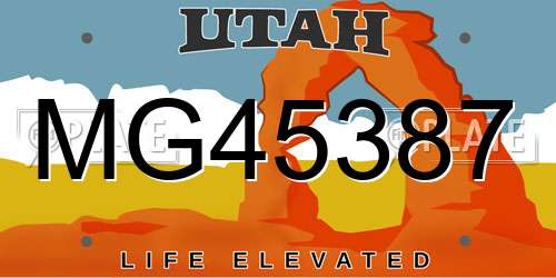 MG45387 Utah License Plate