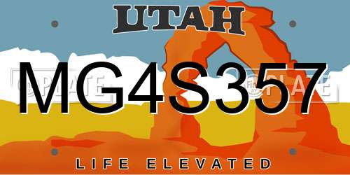 MG4S357 Utah License Plate