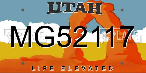 MG52117 Utah License Plate