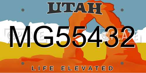 MG55432 Utah License Plate