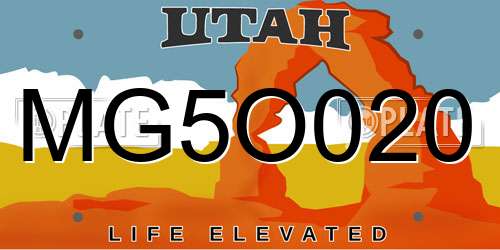 MG5O020 Utah License Plate