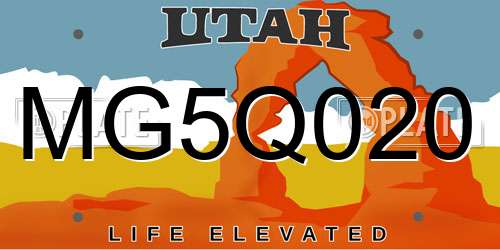 MG5Q020 Utah License Plate