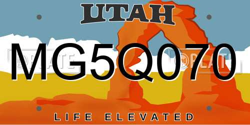 MG5Q070 Utah License Plate